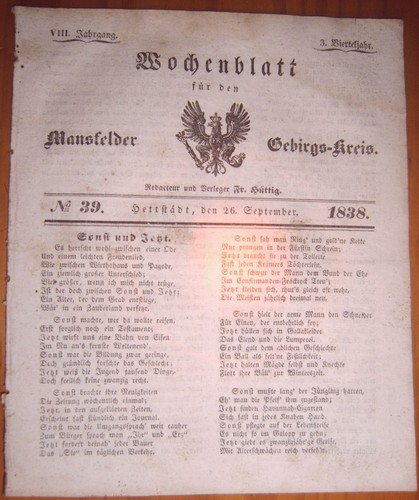 Hettstedt 1838 zeitung - hettstedt, 26.9.1838