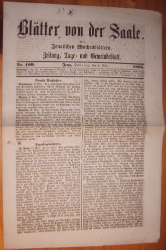 Jena saale 1864 zeitung - saale, 8.5.1864