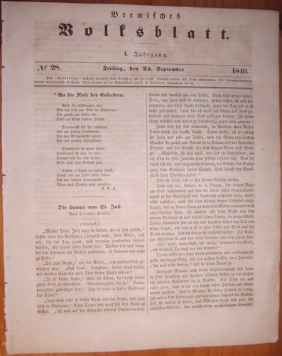 Bremen 1840 zeitung - bremen, 25.9.1840