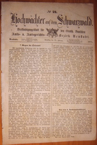 Neustadt schwarzwald 1871 - neustadt-schwarzwald, 25.2.1871