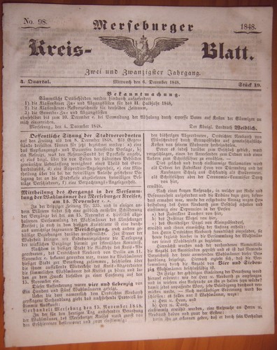 Merseburg 1848 zeitung - merseburg, 6.12.1848