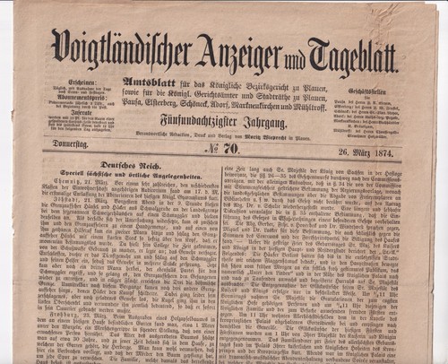 Voigtländischer anzeiger - voigtländischer,