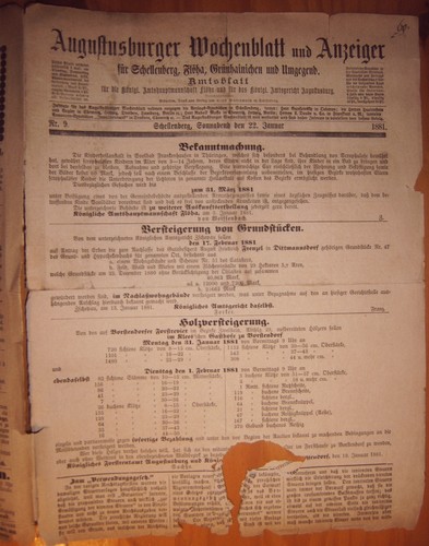 Augustusburg 1881 zeitung - augustusburg, 22.1.1881