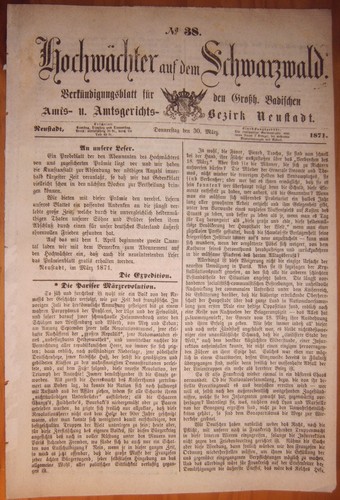 Neustadt schwarzwald 1871 - neustadt-schwarzwald, 30.3.1871