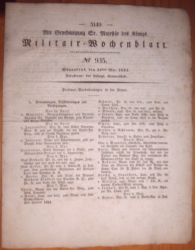 Militär wochenblatt 1834 - militär-wochenblatt, 24.5.1834