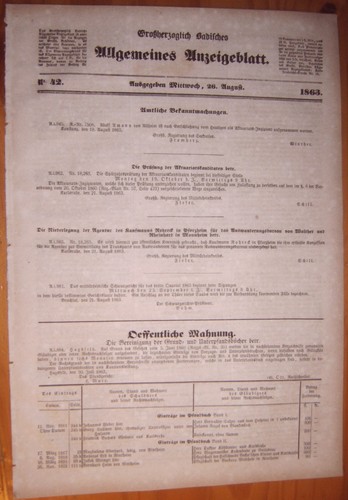 Karlsruhe 1863 zeitung - 26.8.1863,