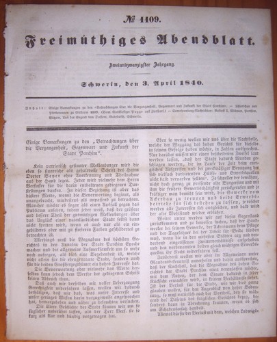 Schwerin 1840 zeitung - schwerin,
