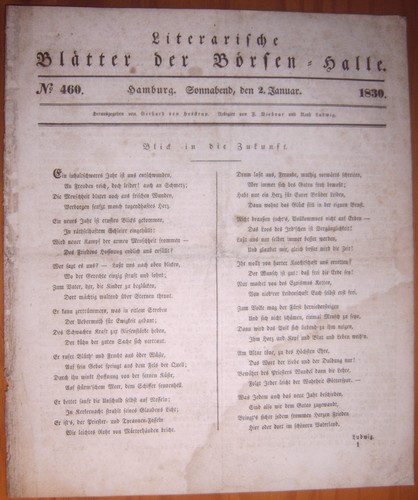 Hamburg literatur 1830 - hamburg, 2.1.1830