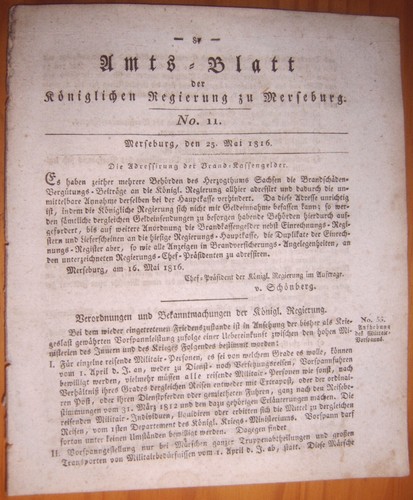 Merseburg 1816 zeitung - merseburg, 25.5.1816