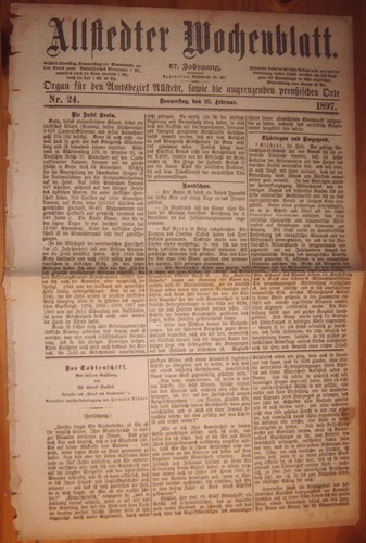 Allstedt 1897 zeitung - allstedt, 25.2.1897