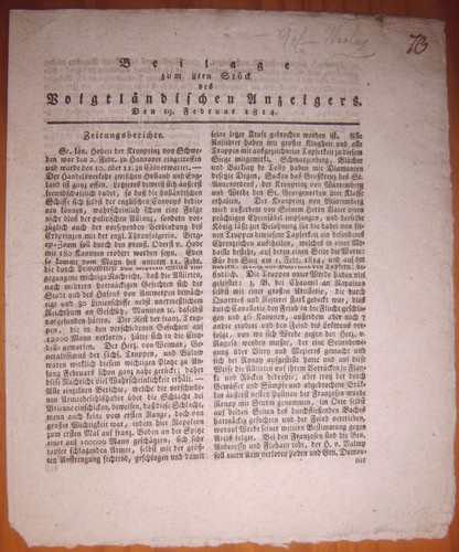 Plauen vogtland 1814 - vogtland, 19.2.1814