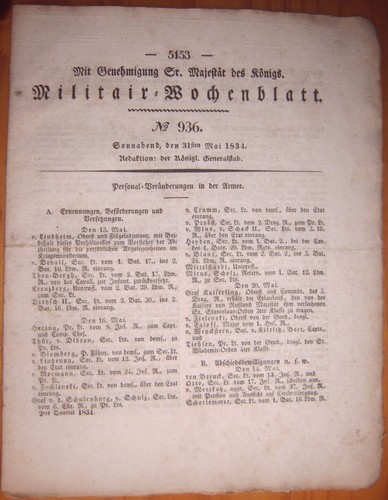 Militär wochenblatt 1834 - militär-wochenblatt, 31.5.1834