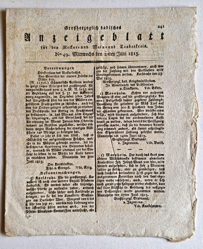 Historische zeitung 1815 - historische,