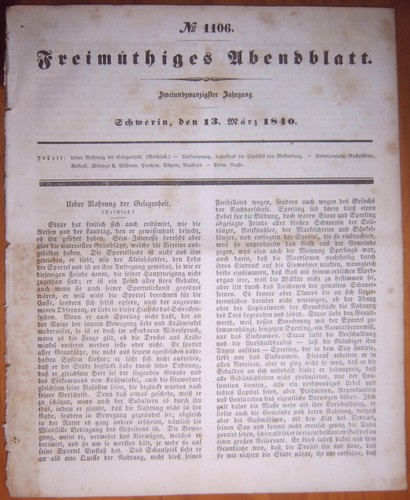 Schwerin 1840 zeitung - schwerin,