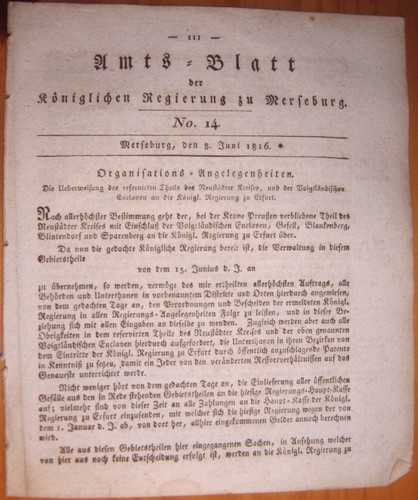 Merseburg 1816 zeitung - 8.6.1816,