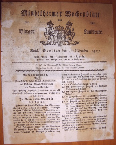 Mindelheim 1827 zeitung - mindelheim,