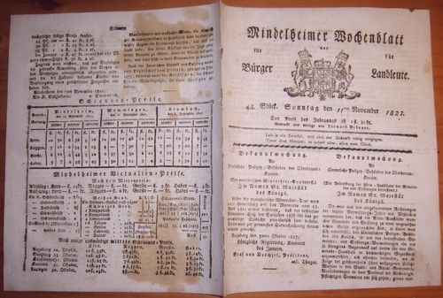 Mindelheim 1827 zeitung - 11.11.1827,