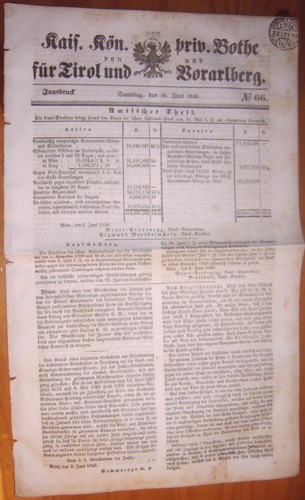 Innsbruck 1848 zeitung - 10.6.1848,
