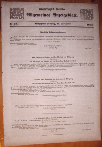 Karlsruhe 1863 zeitung - karlsruhe,