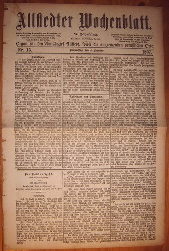 Allstedt 1897 zeitung - allstedt, 4.2.1897